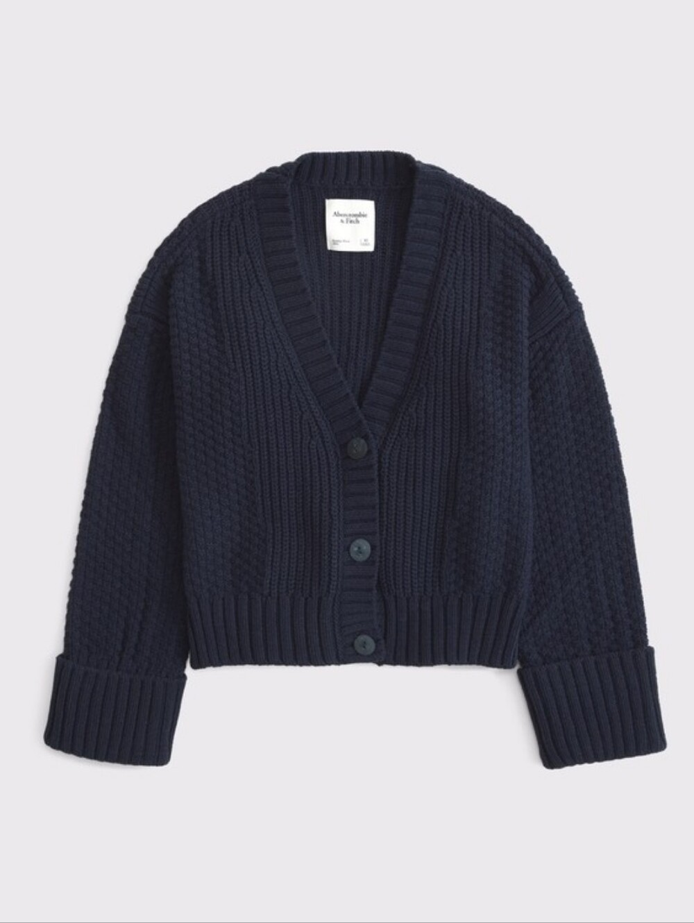 Abercrombie & Fitch Cameron Seed Stitch Cardigan Sweater Dark Indigo Size S